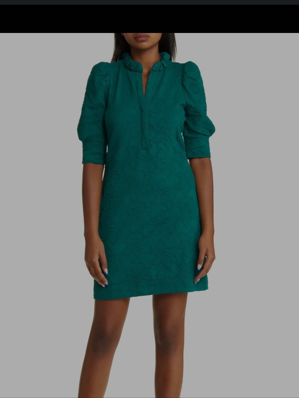 Lilly Pulitzer Teal Textured Puff-Sleeve Mini Dress
